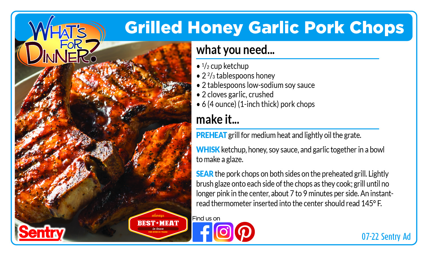 Recipe: Grilled Honey Garlic Pork Chops