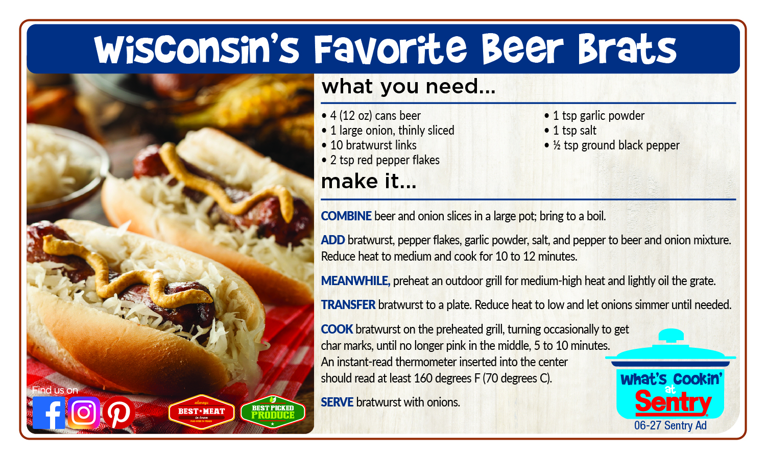 Recipe: Wisconsin’s Favorite Beer Brats