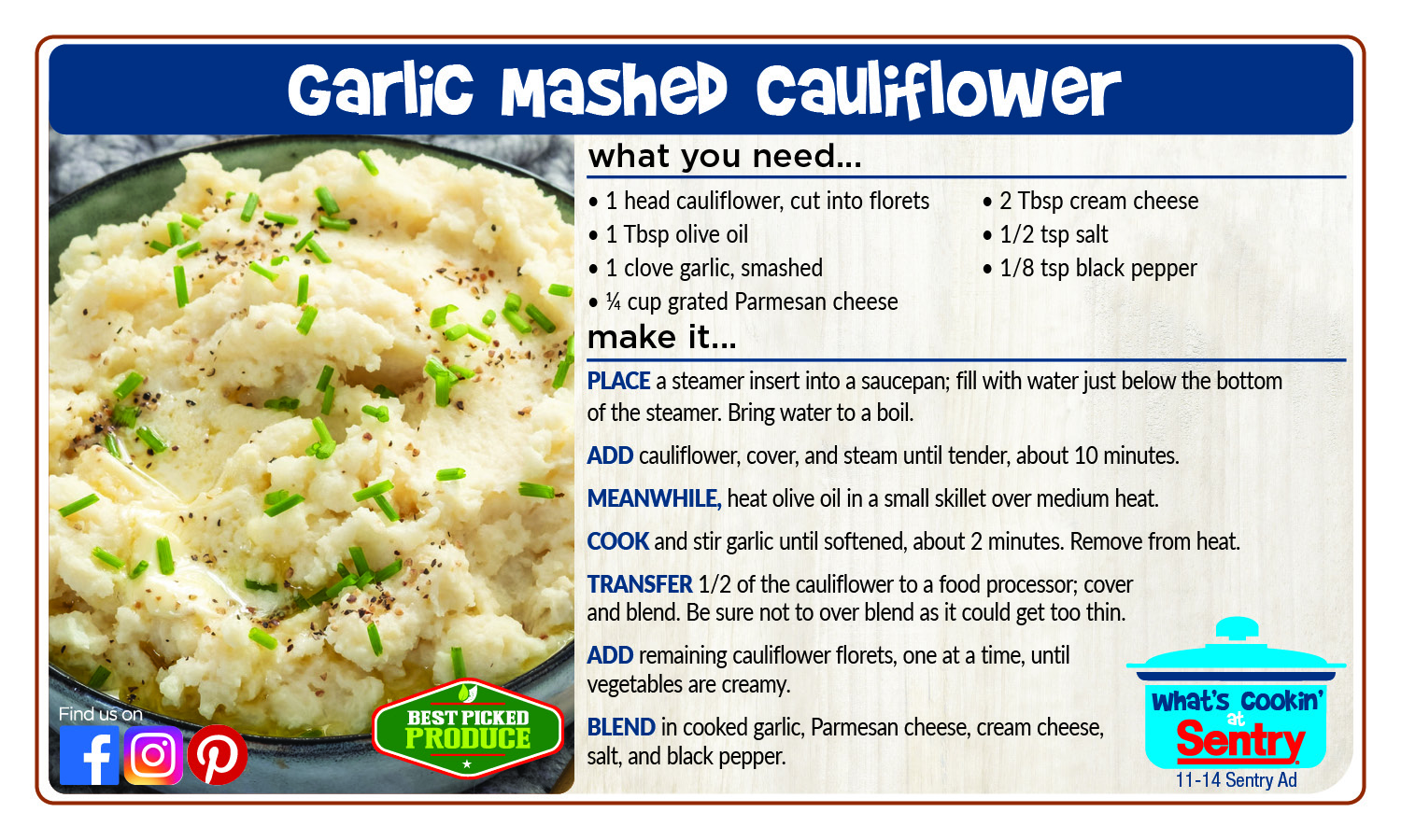 Recipe: Garlic Mashed Cauliflower