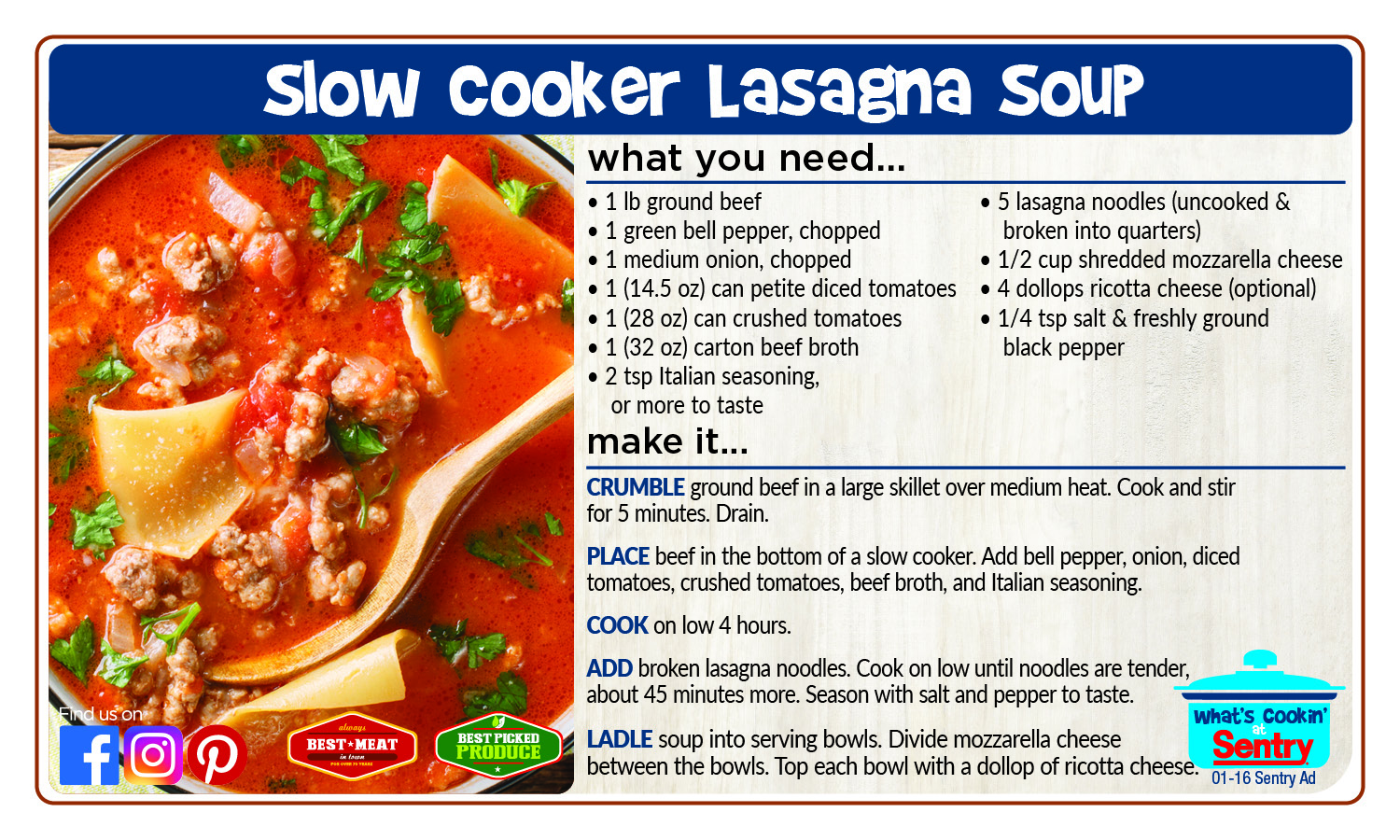 Slow Cooker Lasagna Soup